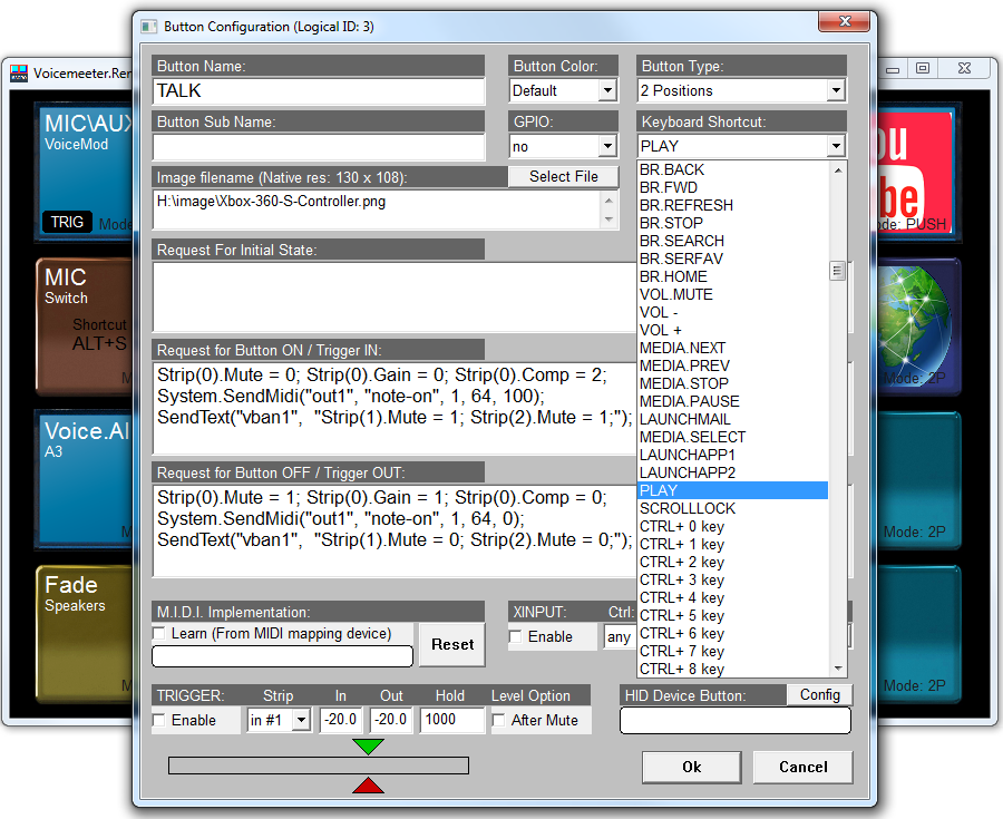 Macro buttons configuration